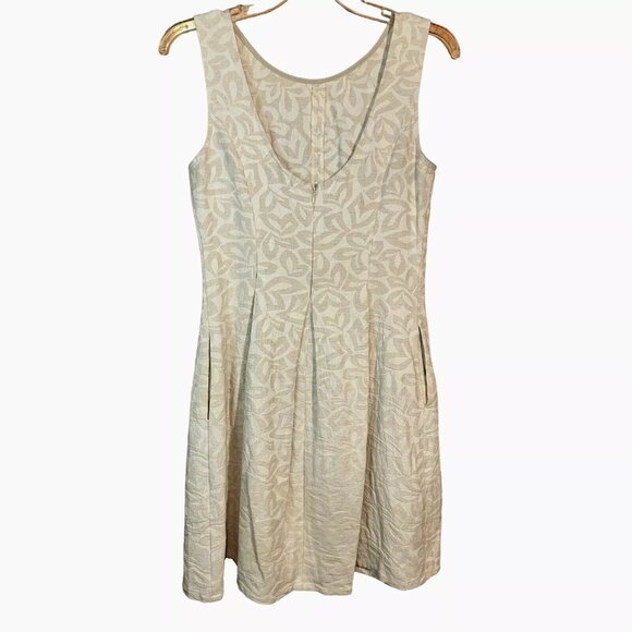 Mystic Los Angeles Cotton/Linen Sleeveless Box Pleat Texture Brocade Dress Sz S - Picture 2 of 7